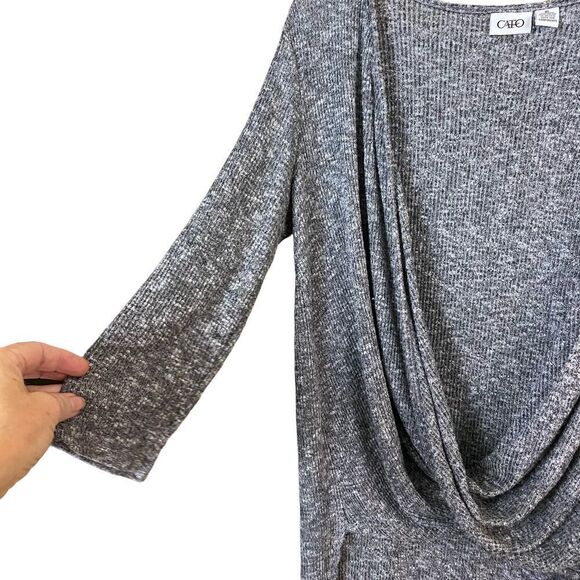 Cato Hi Lo Long Drape Cross Over Neck Sweater Size XL - Picture 3 of 7